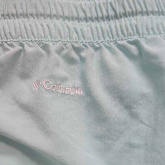 COLUMBIA WOMENS LIGHT BLUE WITH BLUE TRIM, RUNNING GYM SHORTS SIZE MEDIUM - Picture 3 of 4